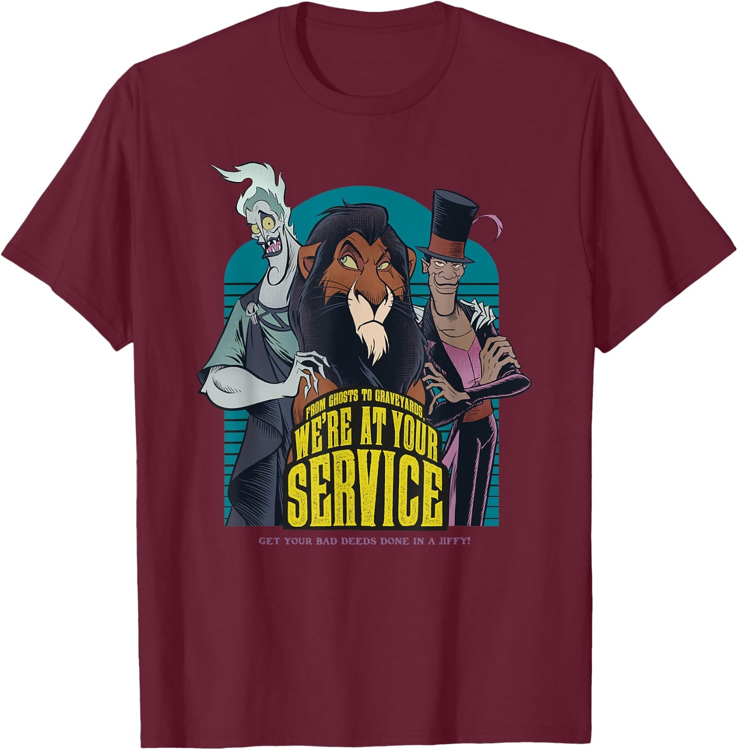Villains Scar Hades Doctor Facilier Poster , Black, S T-Shirt - T-Shirt | Maroon