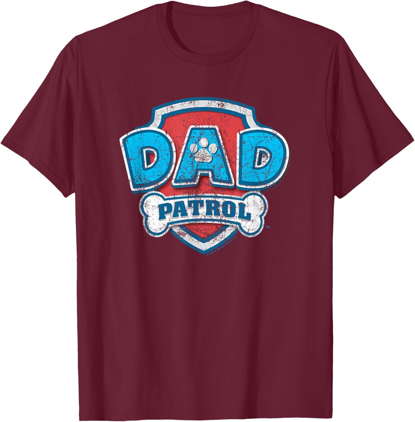 Paw Patrol Father's Day Dad Patrol , black T-Shirt - T-Shirt | Maroon