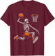 Skeleton Dunking Basketball Funny Sports Lover T-Shirt - T-Shirt | Maroon