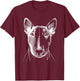 Line Art Miniature Bull Terrier Mini Bull , Black, S T-Shirt - T-Shirt | Maroon