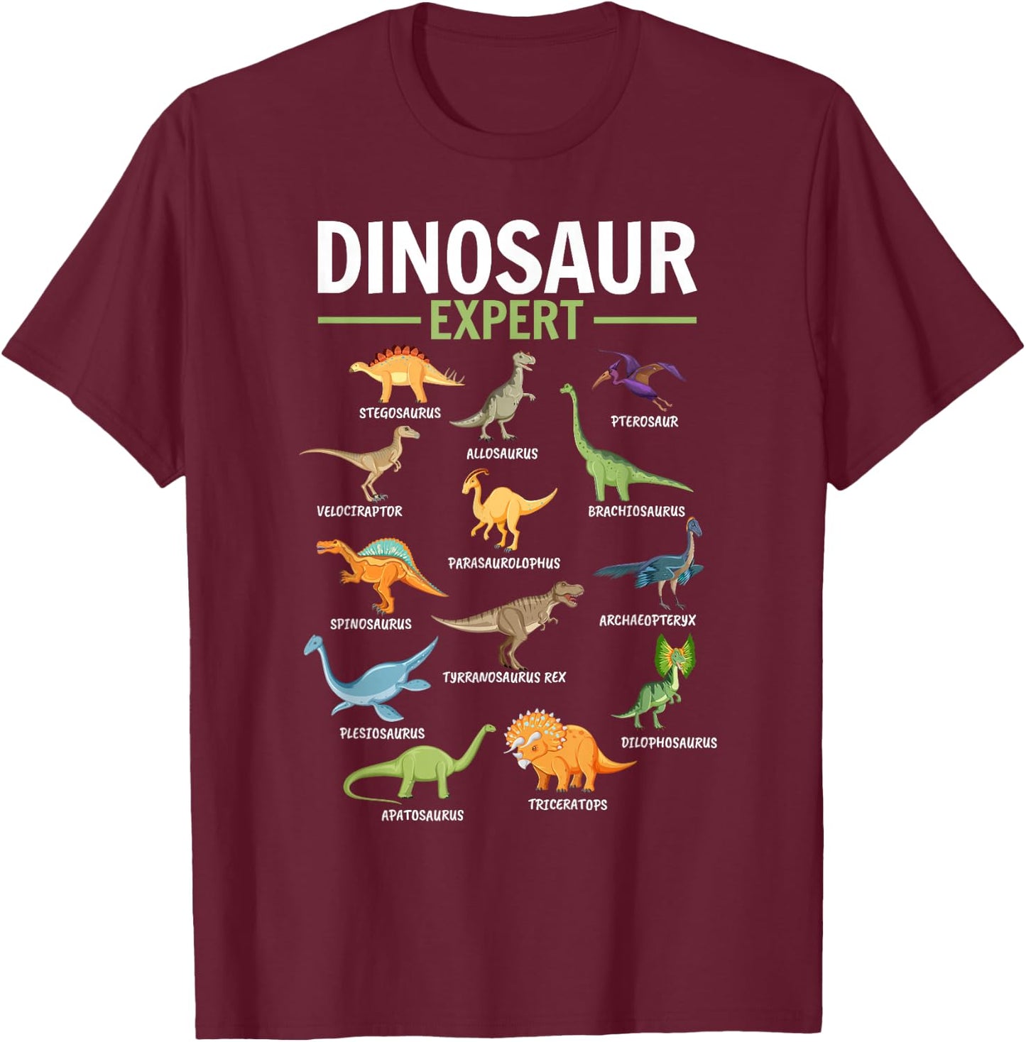 Dino Dinosaur Expert T-Shirt - T-Shirt | Maroon