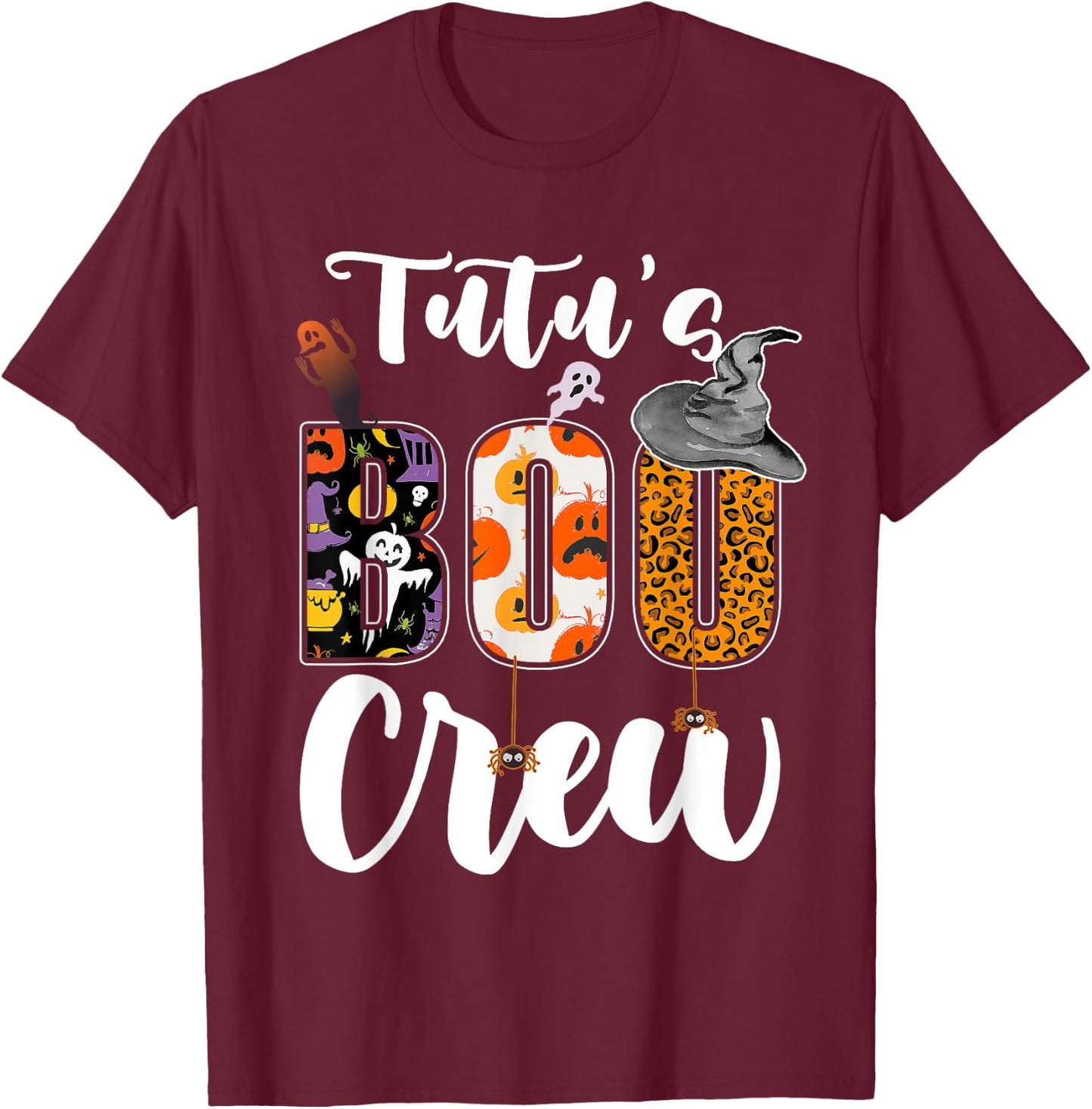 Tutu's Boo Crew Halloween Grandma Grandkids Matching T-Shirt - T-Shirt | Maroon