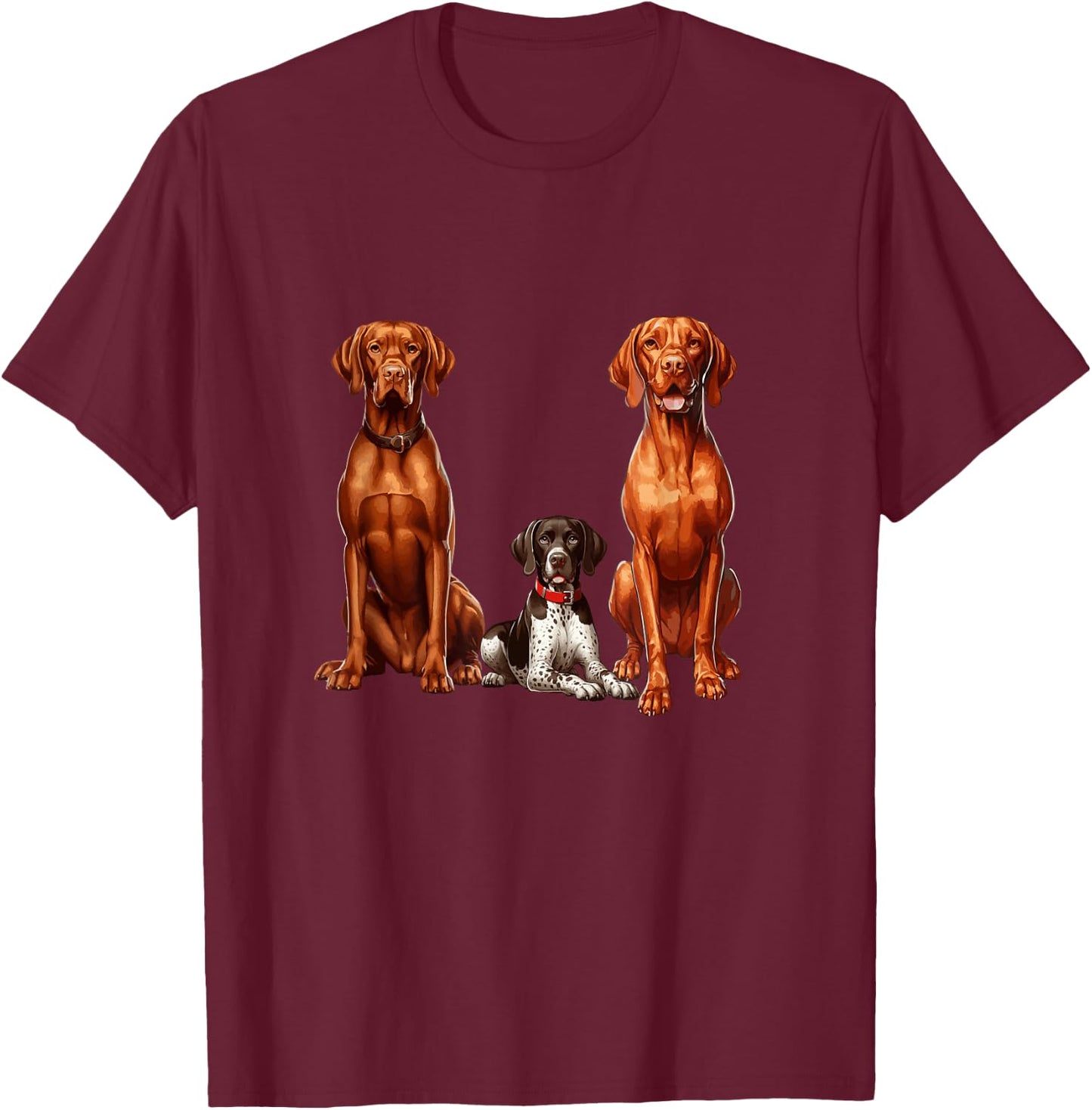 Vizsla and German Shorthaired Pointer Dogs & Puppy T-Shirt - T-Shirt | Maroon