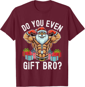 Weightlifting Bodybuilding Christmas Santa Christmas Workout T-Shirt - T-Shirt | Maroon