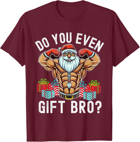 Weightlifting Bodybuilding Christmas Santa Christmas Workout T-Shirt - T-Shirt | Maroon