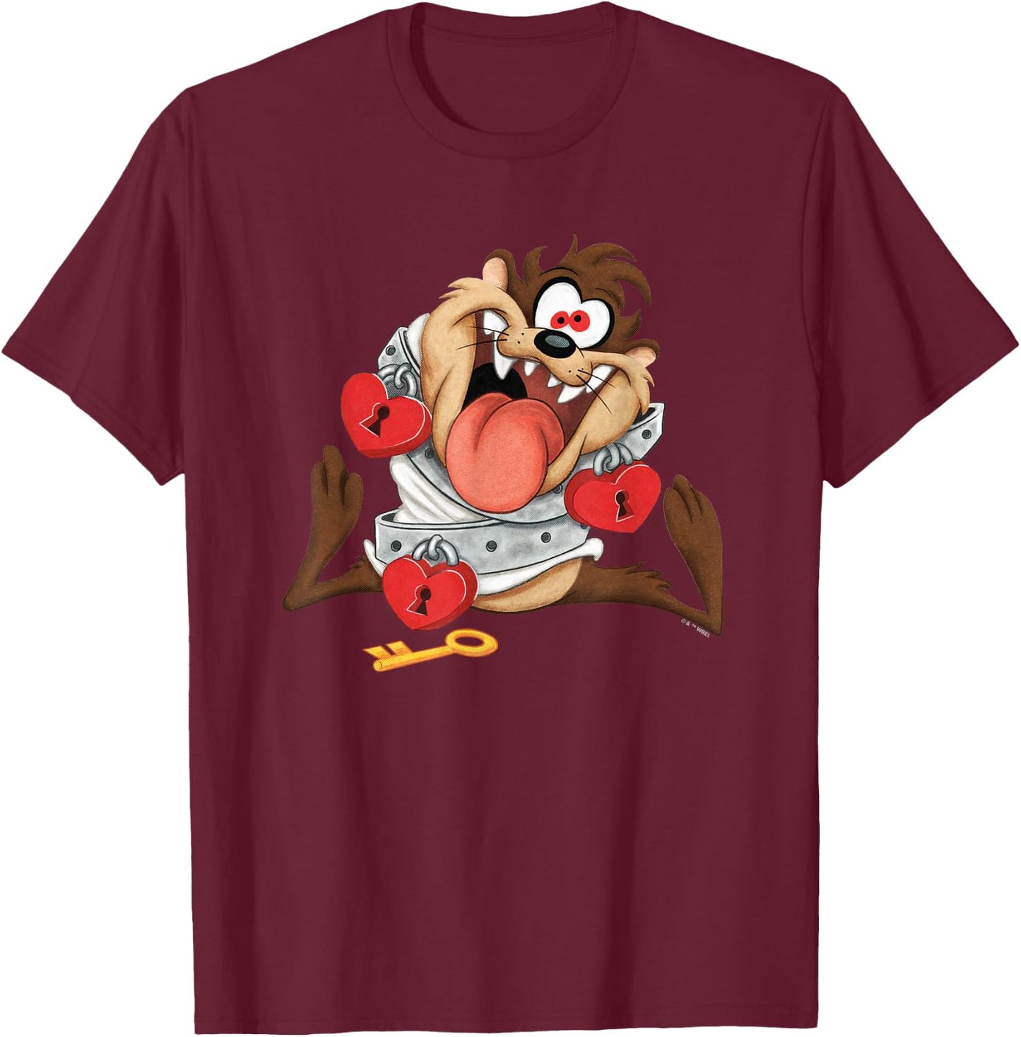 Looney Tunes Valentine's Day Taz Tied Up with Love T-Shirt - T-Shirt | Maroon
