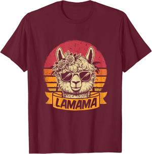 Lamama Süßes Mama Lama Fan Liebhaber Frischgebackene Mutter T-Shirt - T-Shirt | Maroon
