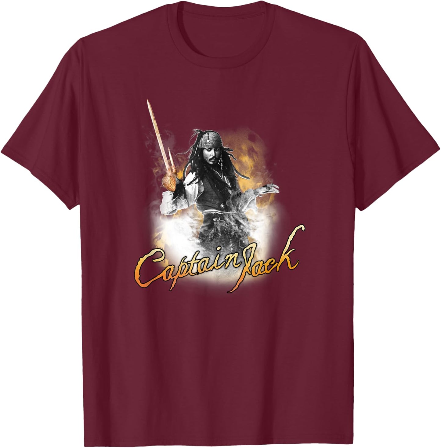 Disney Pirates of the Caribbean Captain Jack Poster T-Shirt - T-Shirt | Maroon