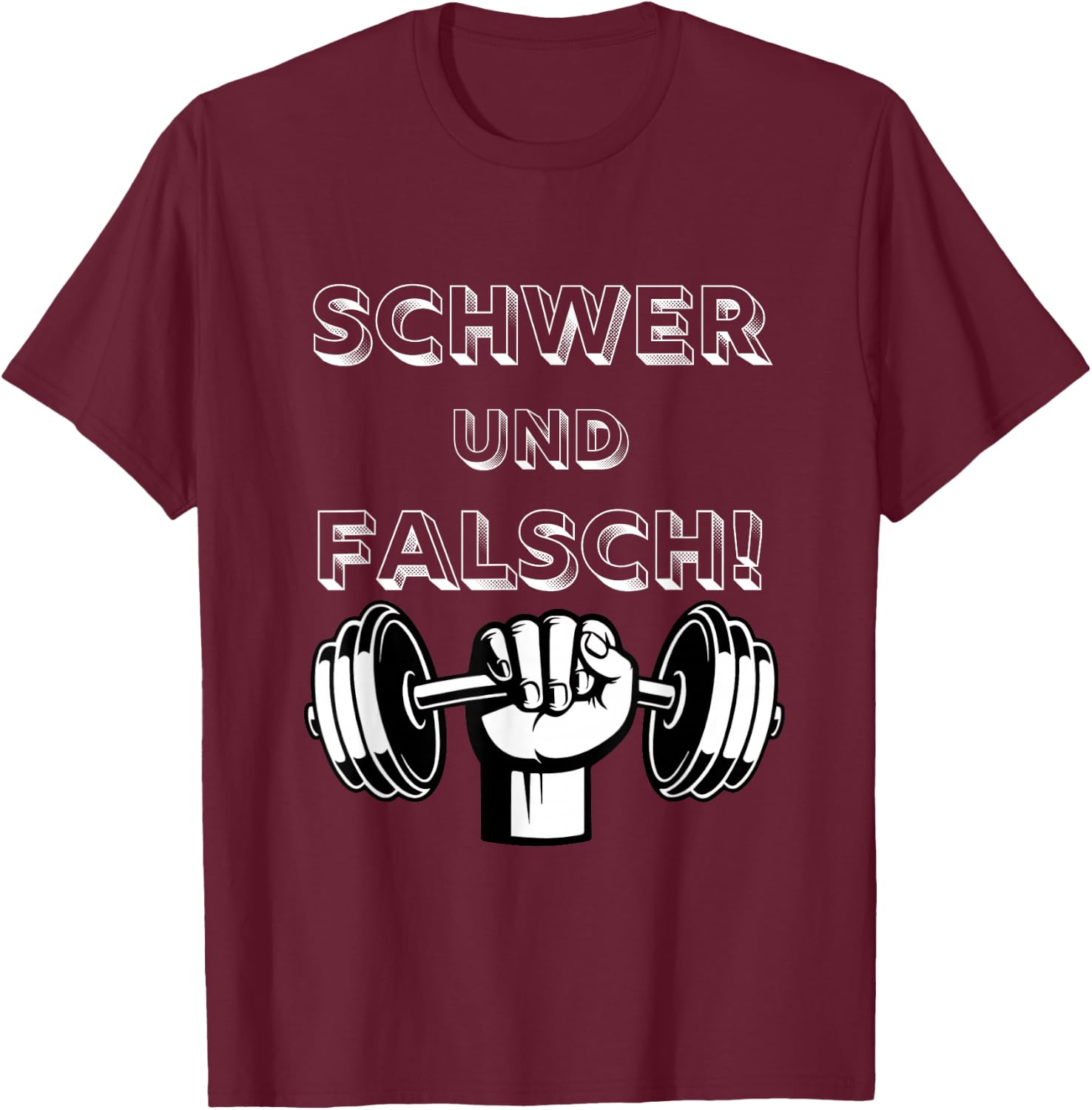 Ruhl with Hard and False Bodybuilding Gym Fitness Studio, black T-Shirt - T-Shirt | Maroon