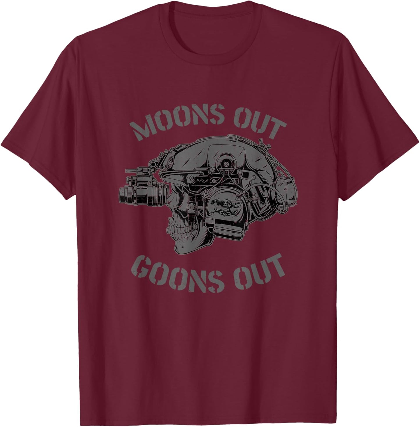 Goons Out Moons Out Skull Helmet NVGs NSW SWCC DBG Pin T-Shirt - T-Shirt | Maroon