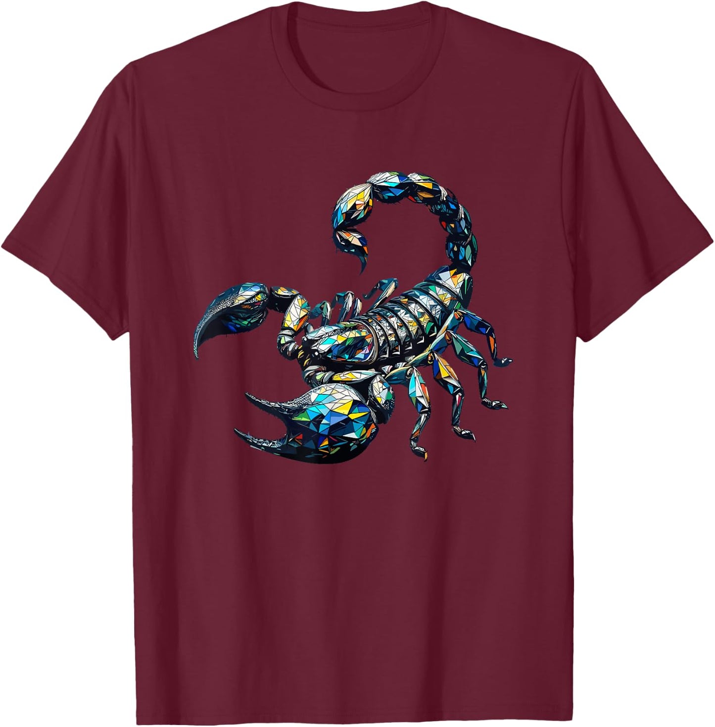 Polygon Art Scorpion Scorpions T-Shirt - T-Shirt | Maroon