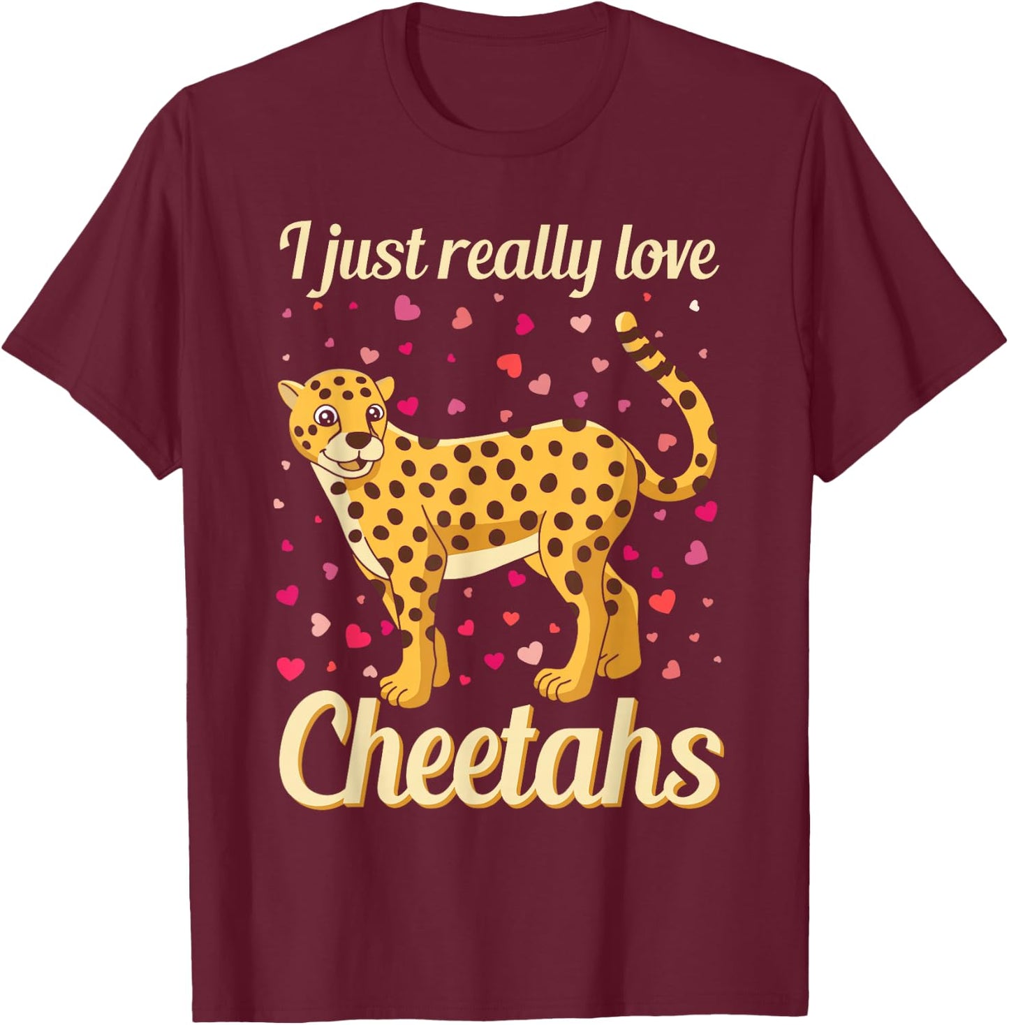 Wildlife Safari Kids Leopard I Just Really Love Cheetahs T-Shirt - T-Shirt | Maroon