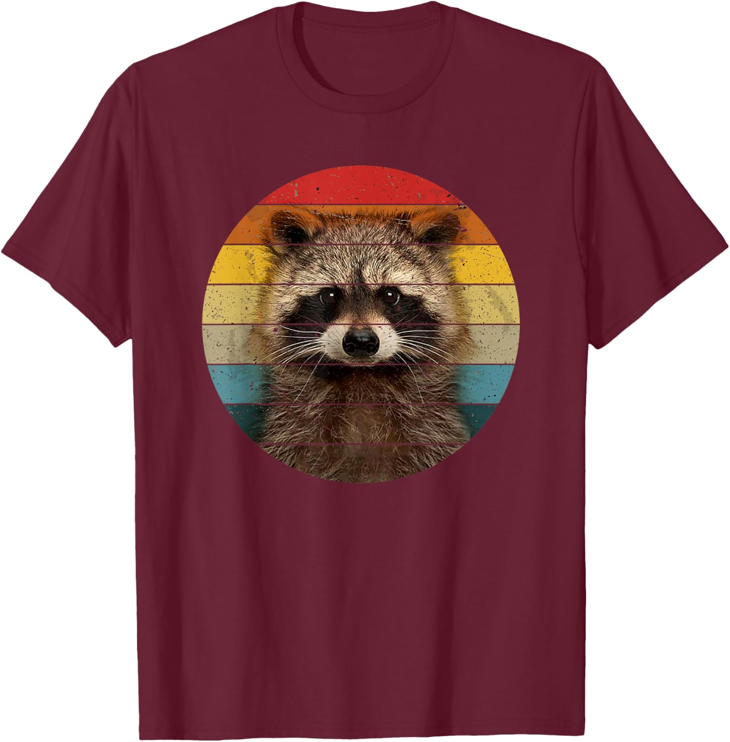 Retro Vintage Raccoon Sunset Baby Waschbär Geschenk T-Shirt - T-Shirt | Maroon