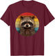 Retro Vintage Raccoon Sunset Baby Waschbär Geschenk T-Shirt - T-Shirt | Maroon
