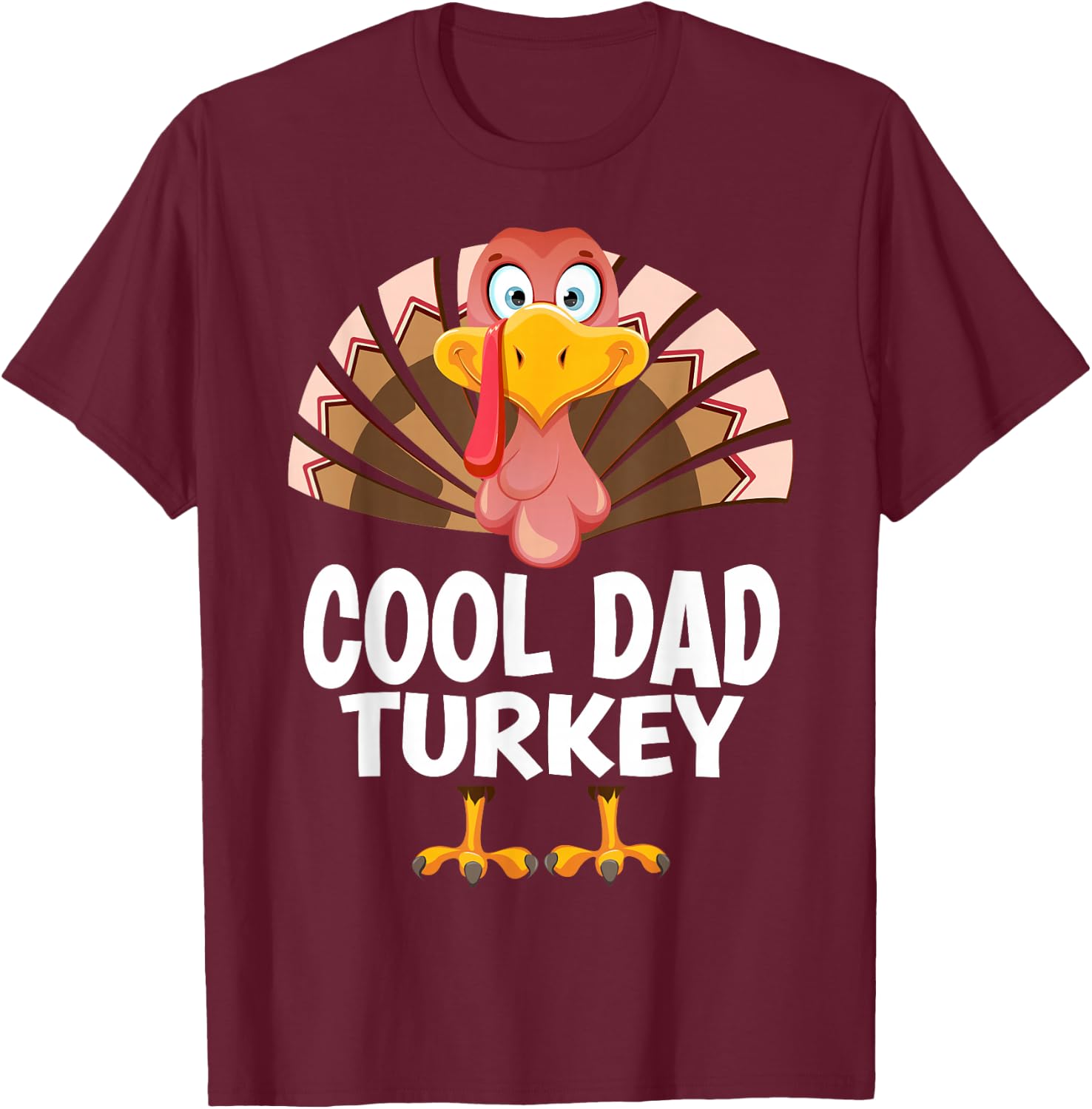 Thanksgiving Cool Dad Turkey Matching Pajama T-Shirt - T-Shirt | Maroon