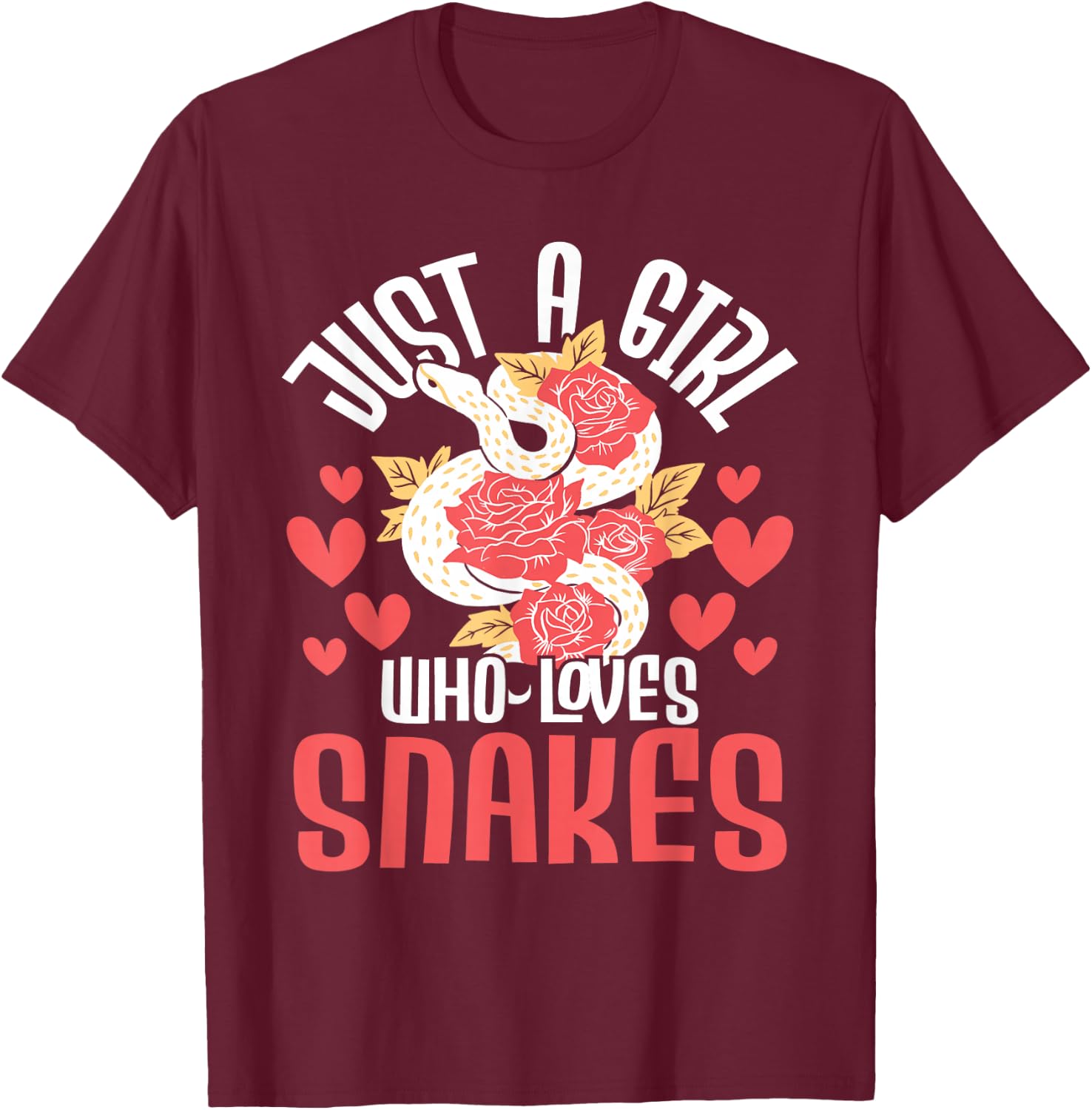 Just A Girl Who Loves Snakes - Zoo Snake Lover Herpetologist T-Shirt - T-Shirt | Maroon