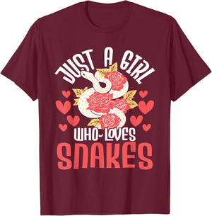 Just A Girl Who Loves Snakes - Zoo Snake Lover Herpetologist T-Shirt - T-Shirt | Maroon