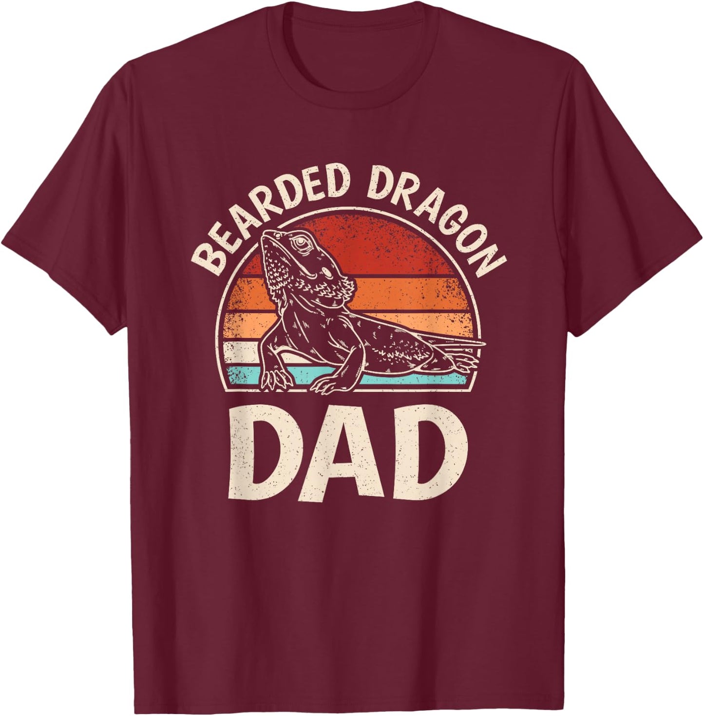 Retro Bearded Dragon Dad Funny Reptile Lizard Daddy Men T-Shirt - T-Shirt | Maroon