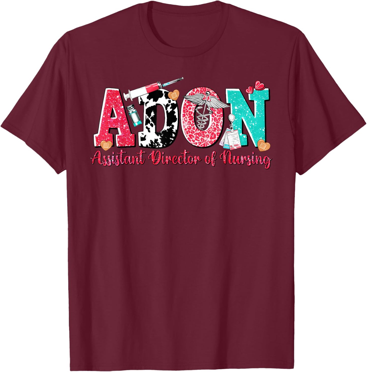 Leopard ADON Nurse Assistant Director of Nursing Western T-Shirt - T-Shirt | Maroon