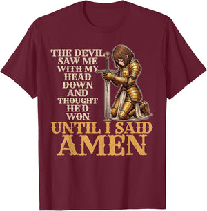 The Devil Saw Me With My Head Down Christian Knight T-Shirt - T-Shirt | Maroon