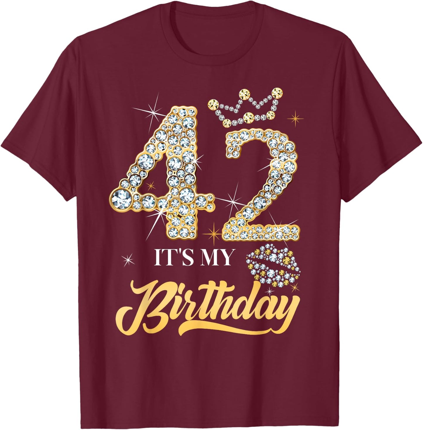 It's My 42nd Birthday Diamond Shoes 42 Years Old Women T-Shirt - T-Shirt | Maroon