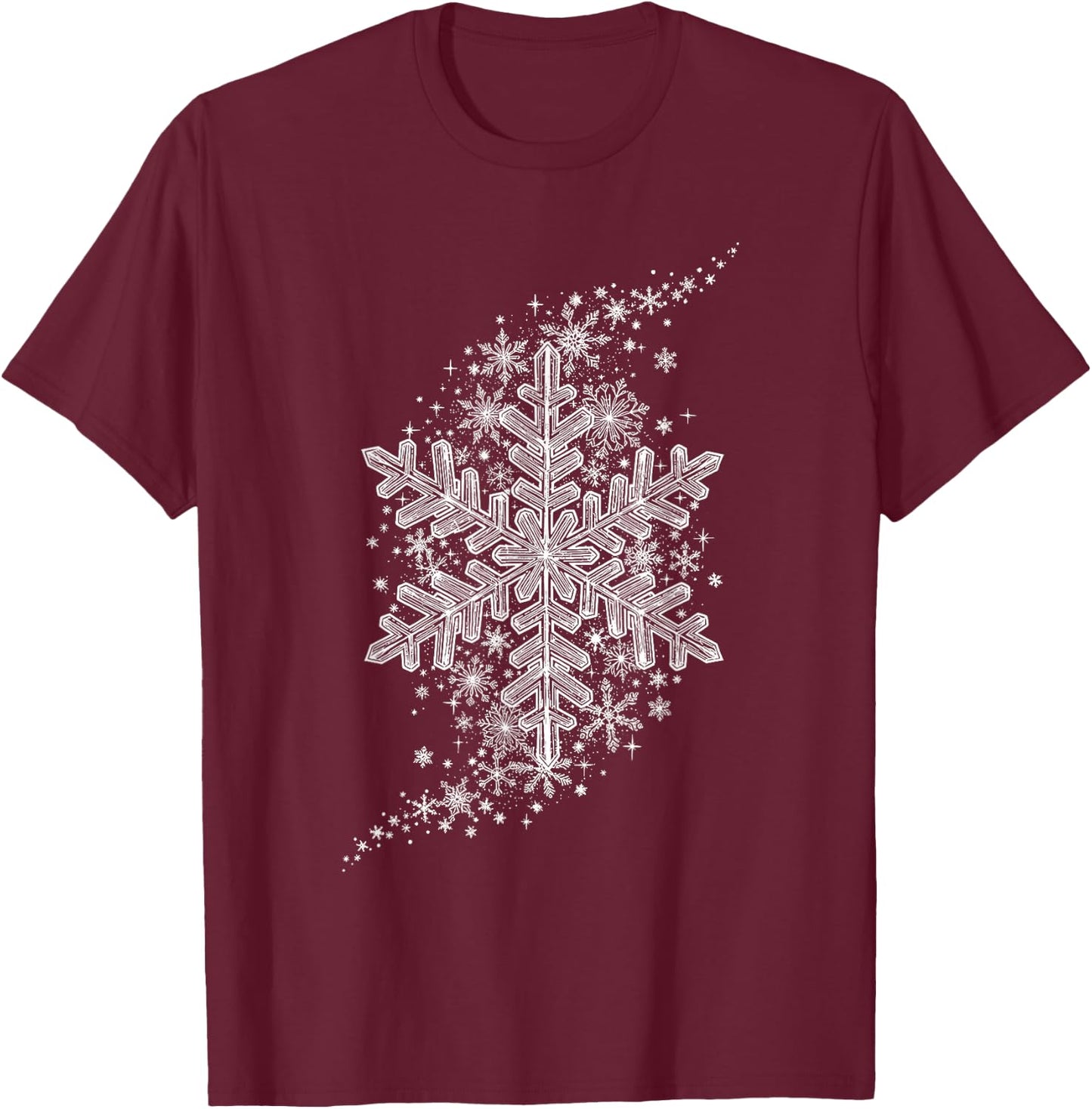 Winter Snowflake Pattern , Women, Kids T-Shirt - T-Shirt | Maroon