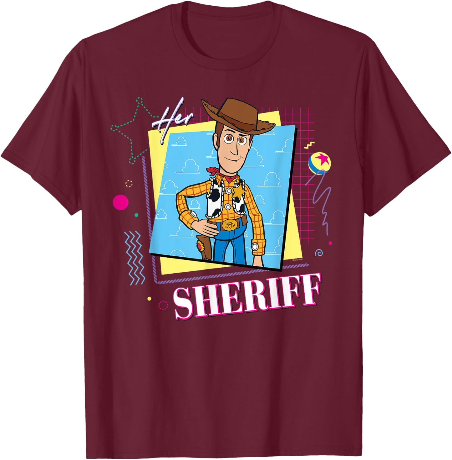 Disney and Pixar's Toy Story Couples Matching Her Sheriff , Black, S T-Shirt - T-Shirt | Maroon