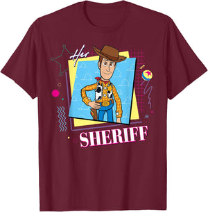 Disney and Pixar's Toy Story Couples Matching Her Sheriff , Black, S T-Shirt - T-Shirt | Maroon