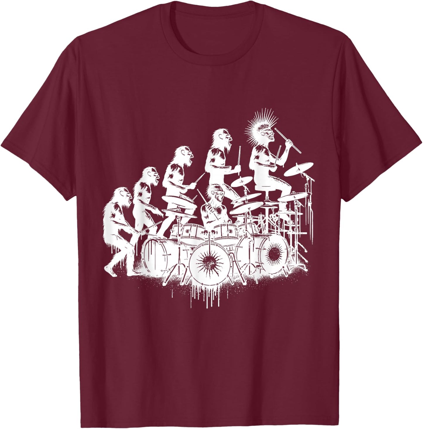 Drums Lover gifts Evolution Drummer T-Shirt - T-Shirt | Maroon