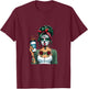 Retro Woman Diva Coffee Skull Make-Up Vintage Pin-Up T-Shirt - T-Shirt | Maroon