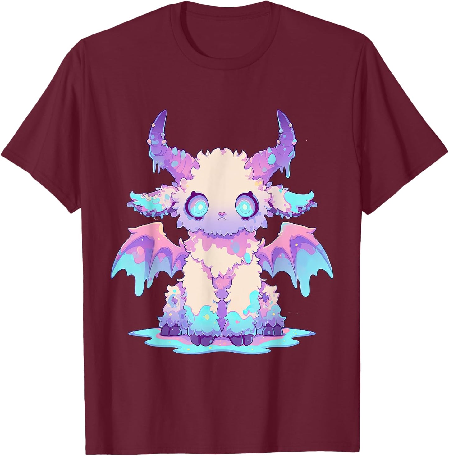 Kawaii Pastel Goth Creepy Cute Witchy Demon Goat Baphomet T-Shirt - T-Shirt | Maroon