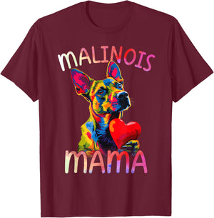 Belgian Malinois Lover Pop Art Women's Belgian Malinois Mama , black T-Shirt - T-Shirt | Maroon