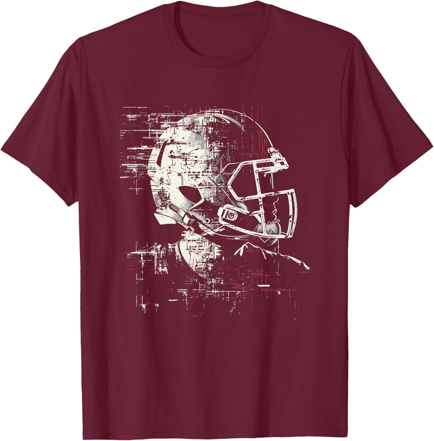 American Football Helmet Linemen , black T-Shirt - T-Shirt | Maroon