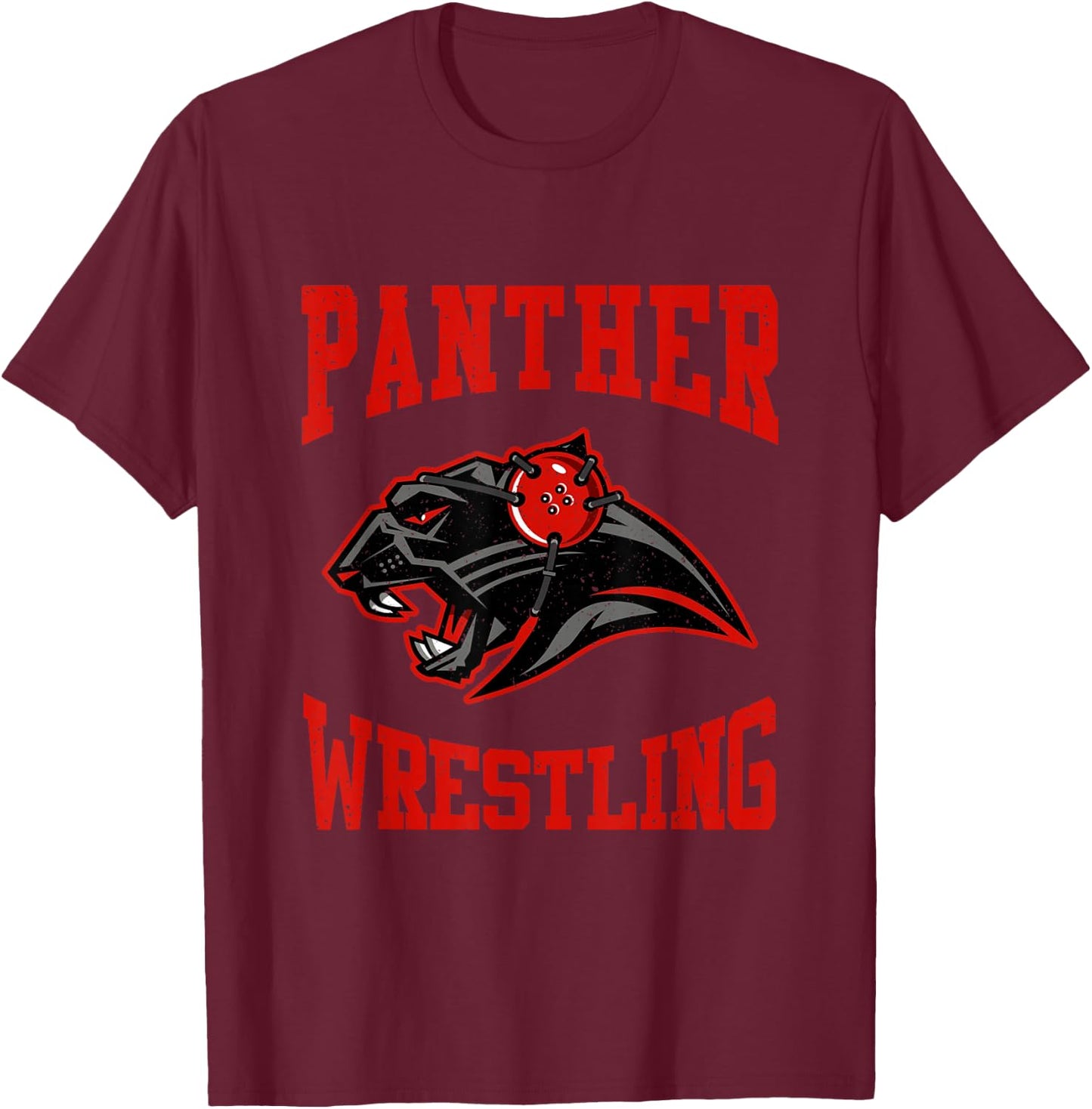 Strong Panther Wrestling Team Pro Wrestler Uniform T-Shirt - T-Shirt | Maroon