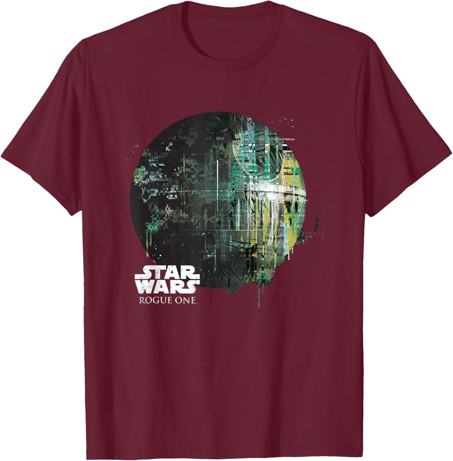 Star Wars Rogue One Epic Death Star Dripping Big Chest Logo T-Shirt - T-Shirt | Maroon