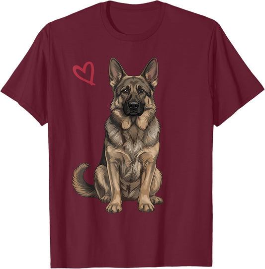 Sable German Shepherd T-Shirt - T-Shirt | Maroon
