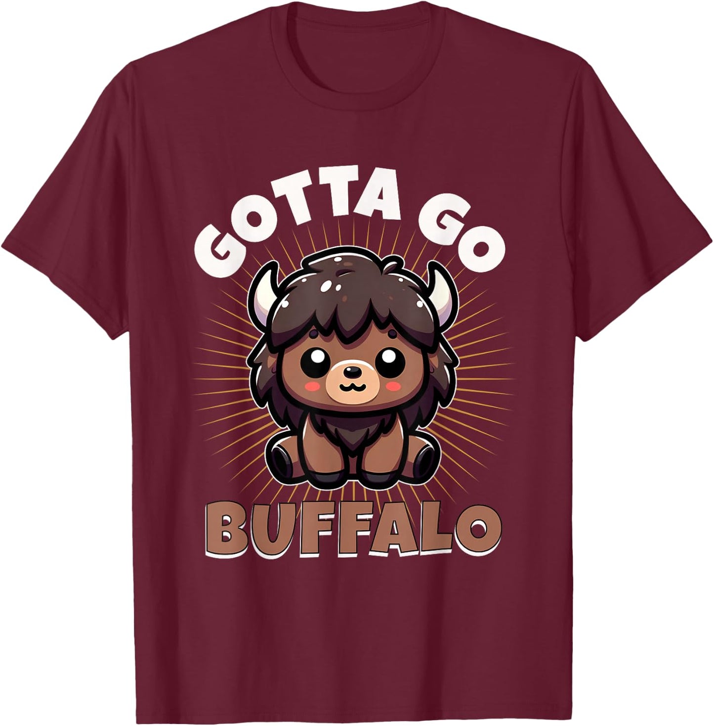 Gotta Go Buffalo Cute Funny Word Game Animal Boys Girls Kids T-Shirt - T-Shirt | Maroon
