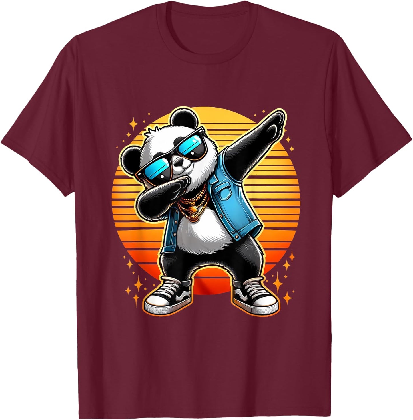 Funny Dabbing Panda Wearin a Sunglasses Panda Bear Dab Dance T-Shirt - T-Shirt | Maroon
