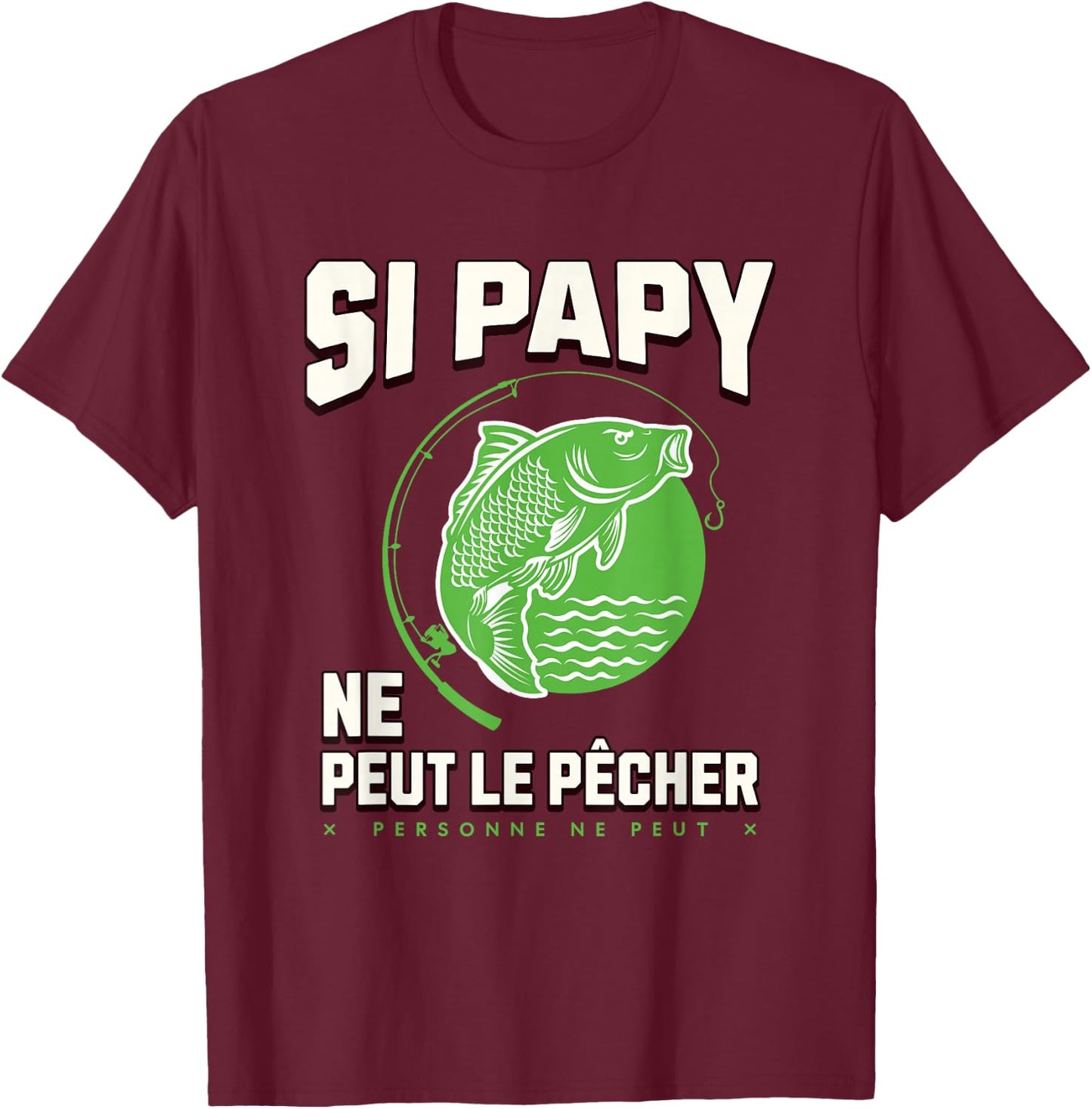 Grandpa Carp Fisherman Fish Fishing Humour Retired , Black, S T-Shirt - T-Shirt | Maroon