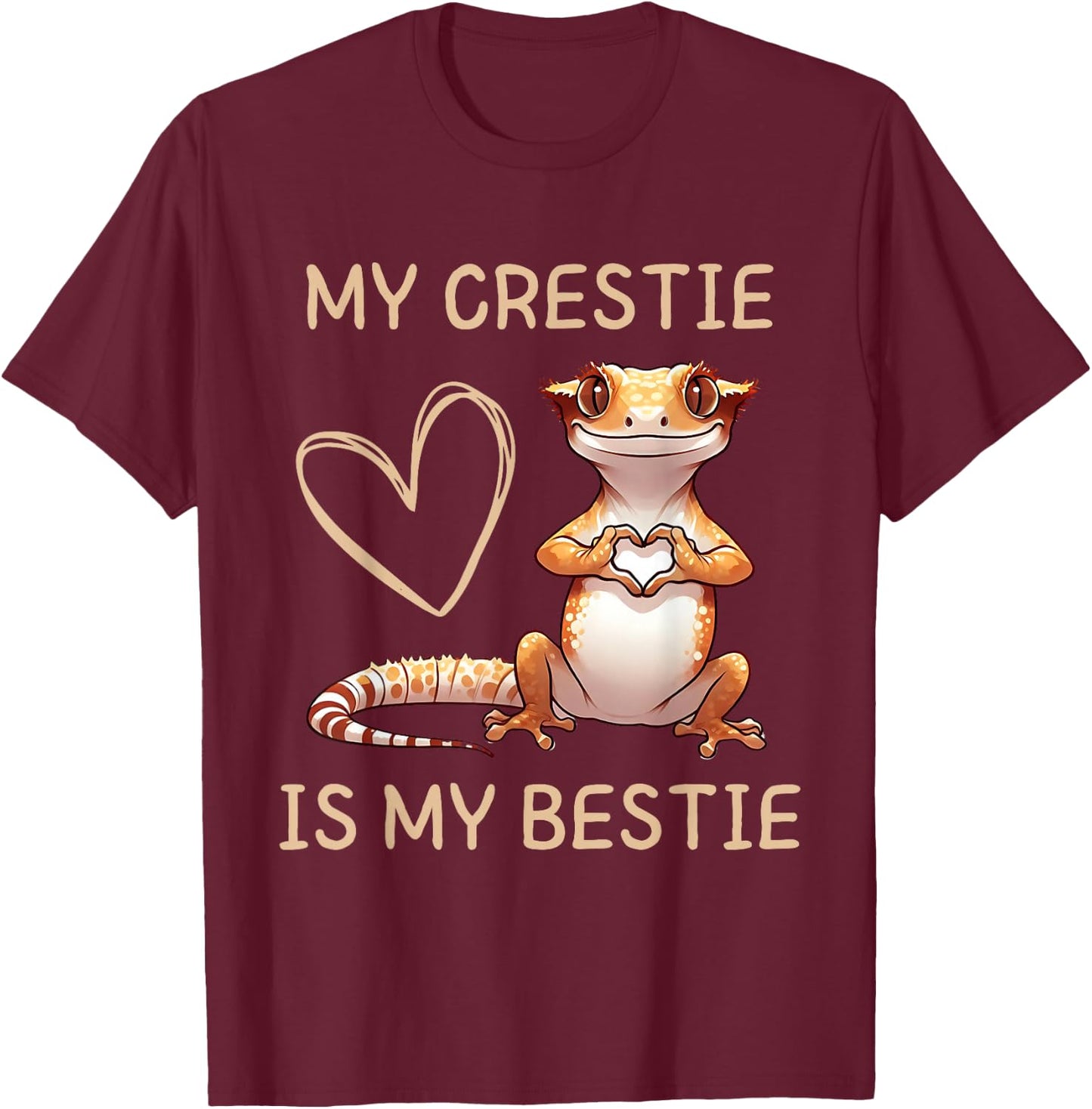 My Crestie is my Bestie Cute Crested Gecko Mom Women Girls T-Shirt - T-Shirt | Maroon