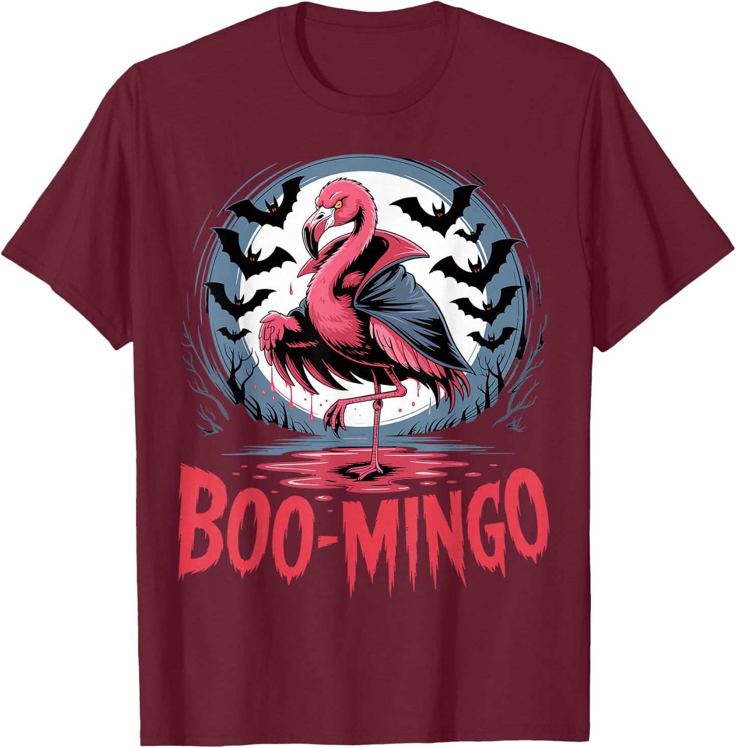 Boo-Mingo Flamingo Halloween Funny Spooky T-Shirt - T-Shirt | Maroon