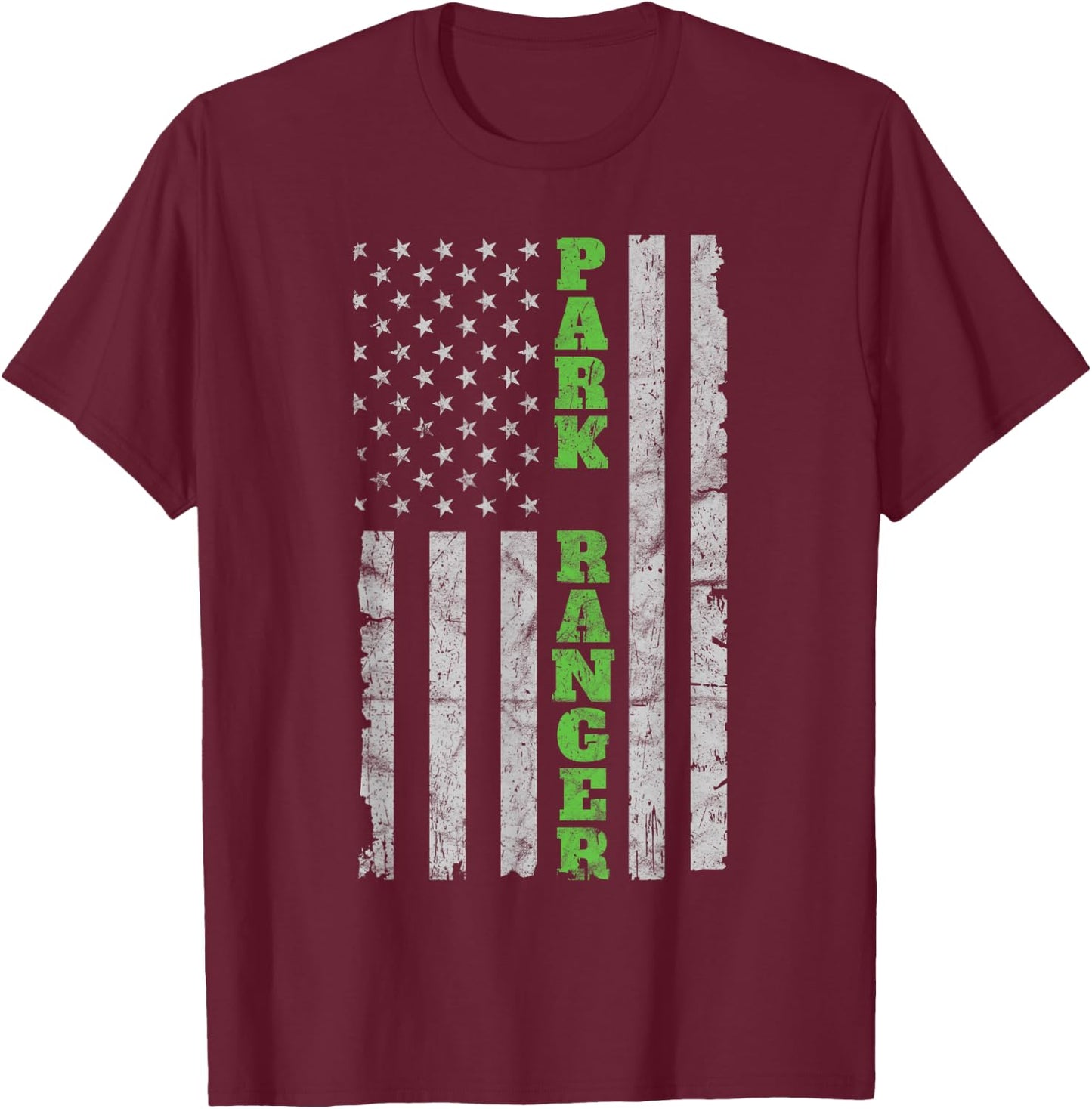 USA Park Ranger - American Flag T-Shirt - T-Shirt | Maroon