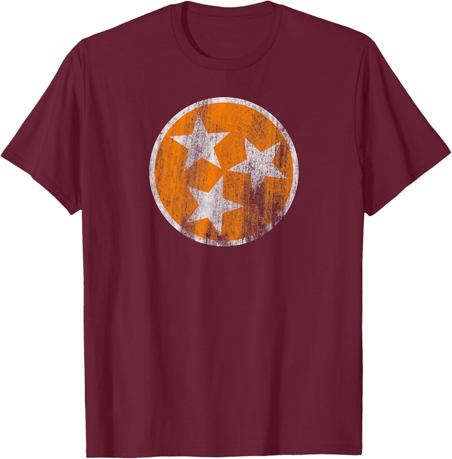 Orange Tennessee Flag Volunteer State Tri Stars Tennessee T-Shirt - T-Shirt | Maroon