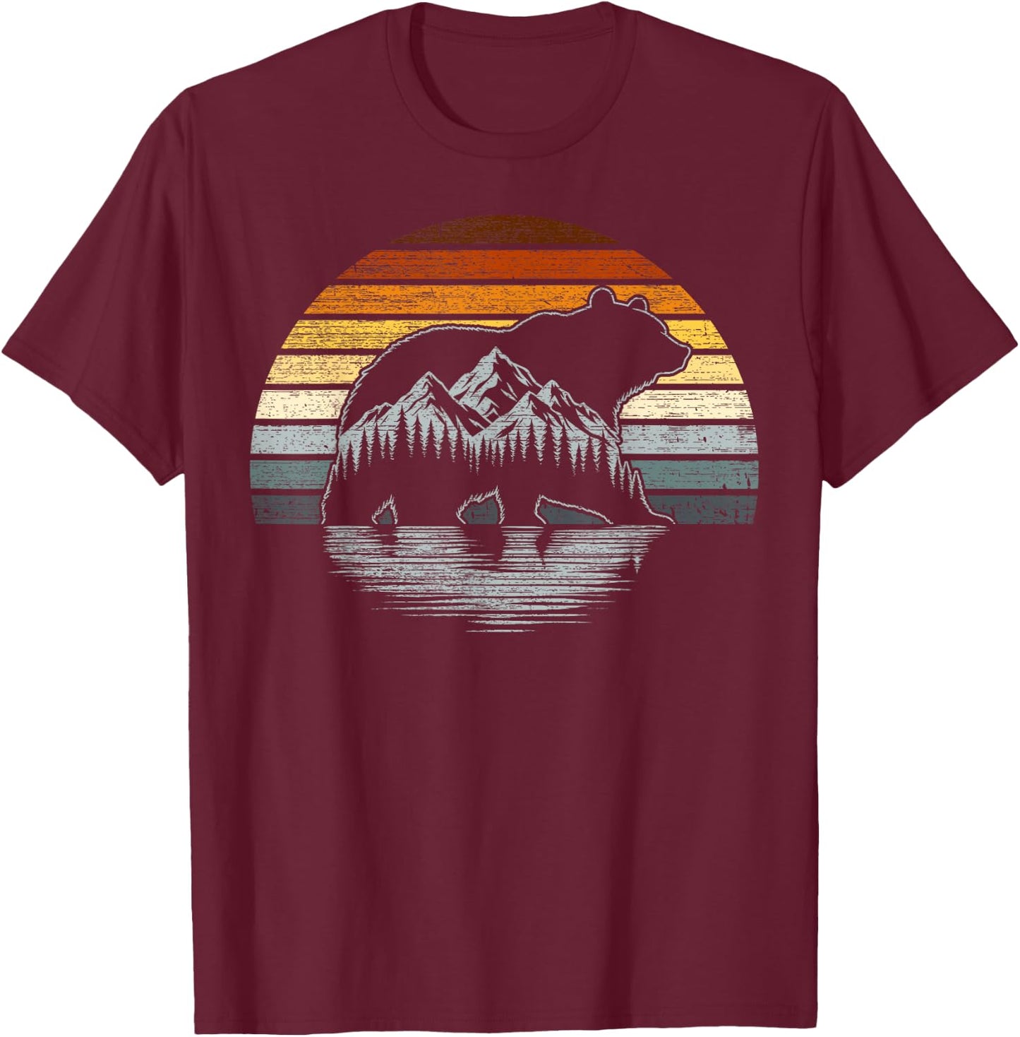 Bear Pride Retro Mountain Nature Gay Bear Flag T-Shirt - T-Shirt | Maroon