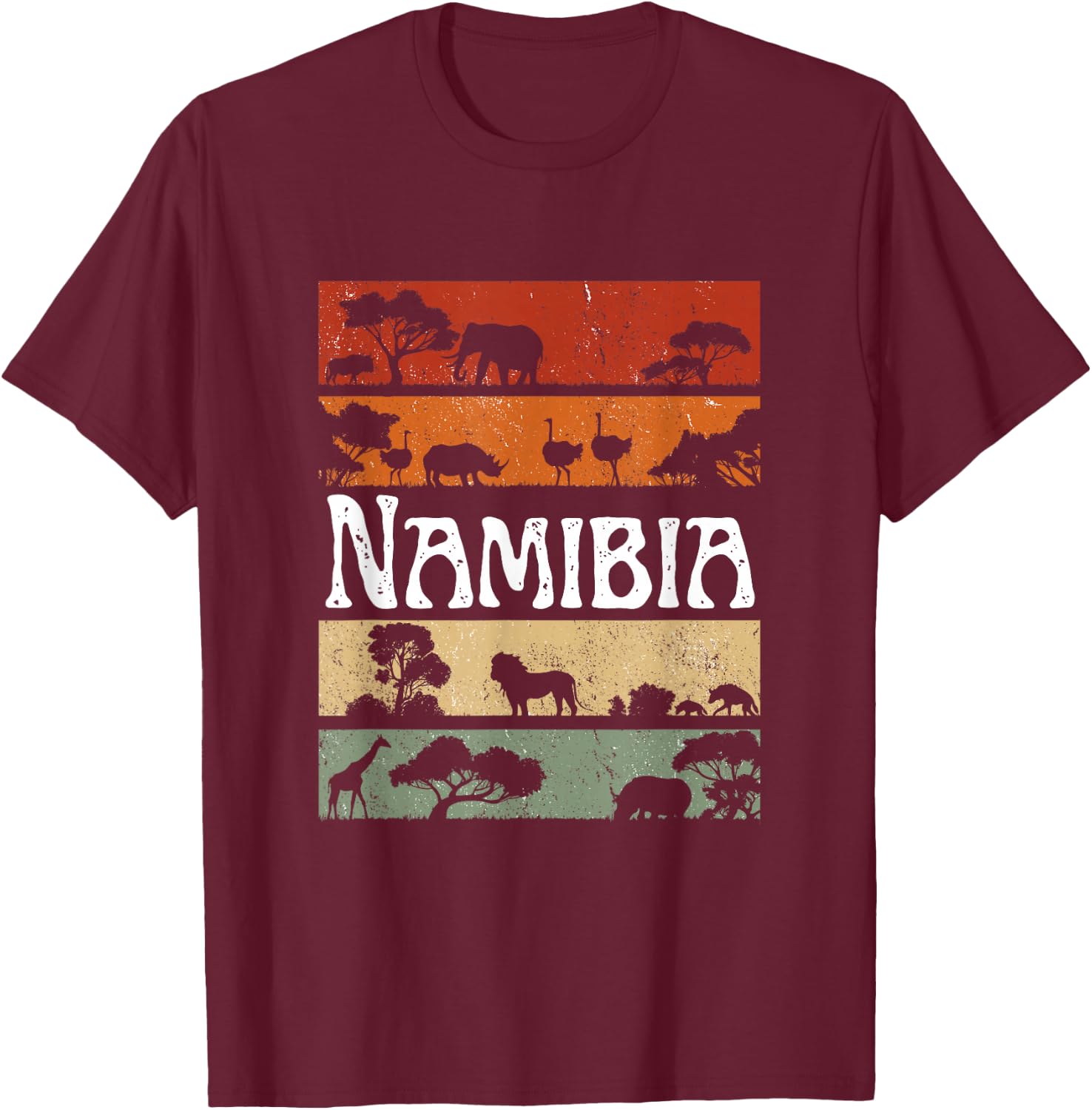 Retro Africa Namibia Safari Travel Namibia Tour T-Shirt - T-Shirt | Maroon
