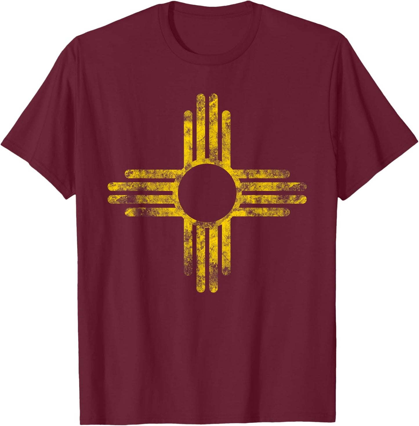 Vintage New Mexico Flag Yellow Zia Sun Symbol T-Shirt - T-Shirt | Maroon