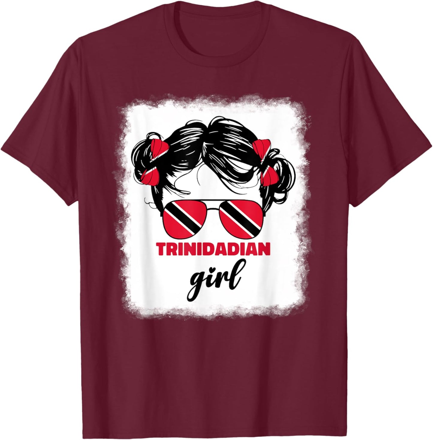 Trinidadian Girl Kids Trini Trinidad and Tobago Flag Girls T-Shirt - T-Shirt | Maroon