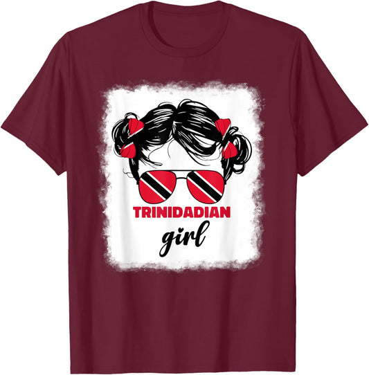 Trinidadian Girl Kids Trini Trinidad and Tobago Flag Girls T-Shirt - T-Shirt | Maroon