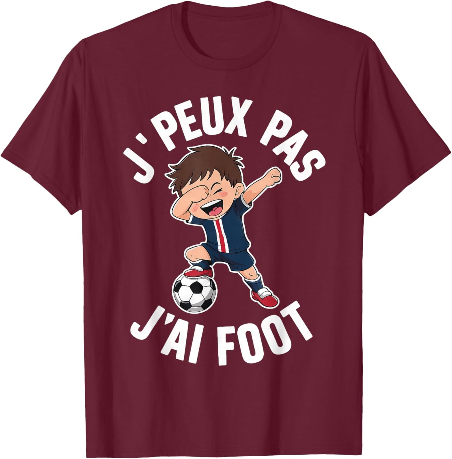 J´Peux Pas J´Ai Football Boys' , Black, S T-Shirt - T-Shirt | Maroon