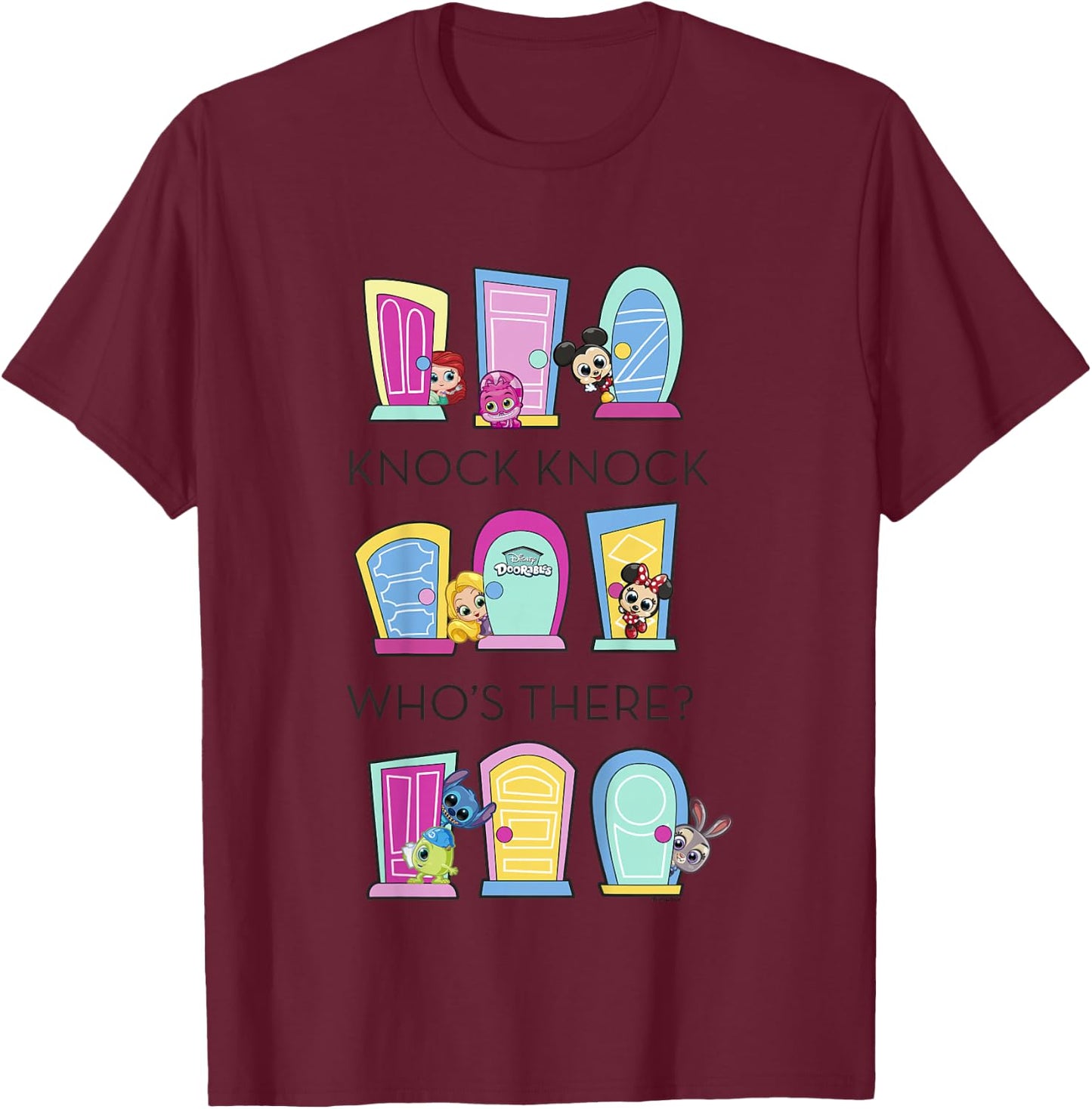 Disney Doorables Colorful Doors Knock Knock Graphic T-Shirt - T-Shirt | Maroon